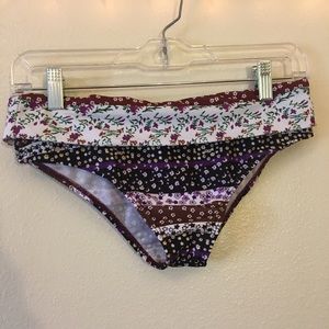 Floral boho print fold over bikini bottom